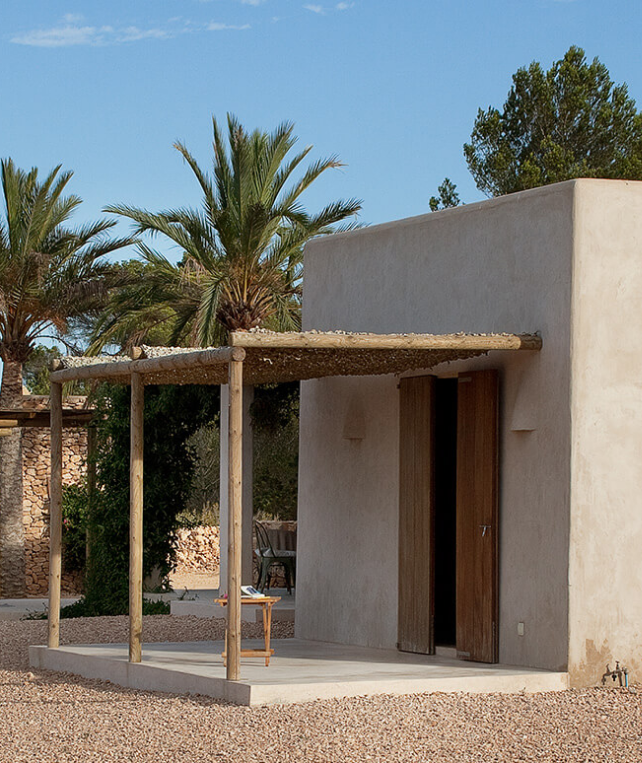 Casa moderna, naturaleza, palmeras, arquitectura mediterránea